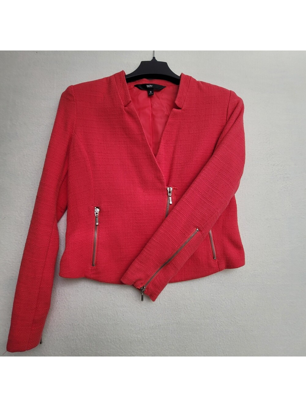 Mossimo Red Textured Zip-Up Blazer Jacket Size 8